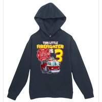 3rd Birthday This Little Firefighter Is Three Urban Pullover Hoodie