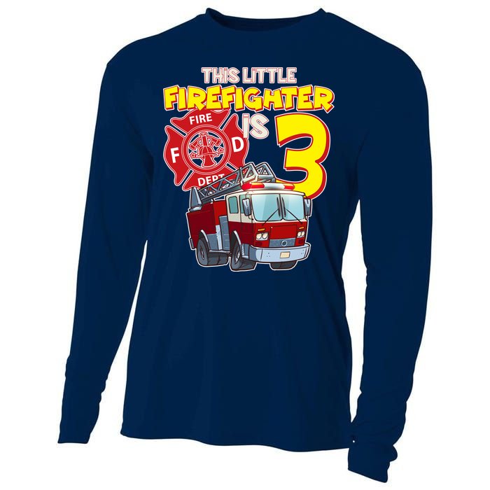 3rd Birthday This Little Firefighter Is Three Cooling Performance Long Sleeve Crew