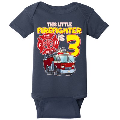3rd Birthday This Little Firefighter Is Three Baby Bodysuit
