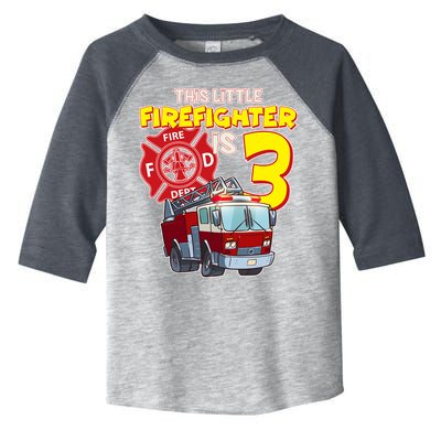 3rd Birthday This Little Firefighter Is Three Toddler Fine Jersey T-Shirt
