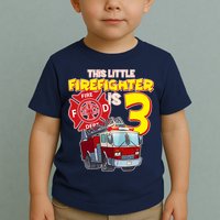 3rd Birthday This Little Firefighter Is Three Toddler T-Shirt