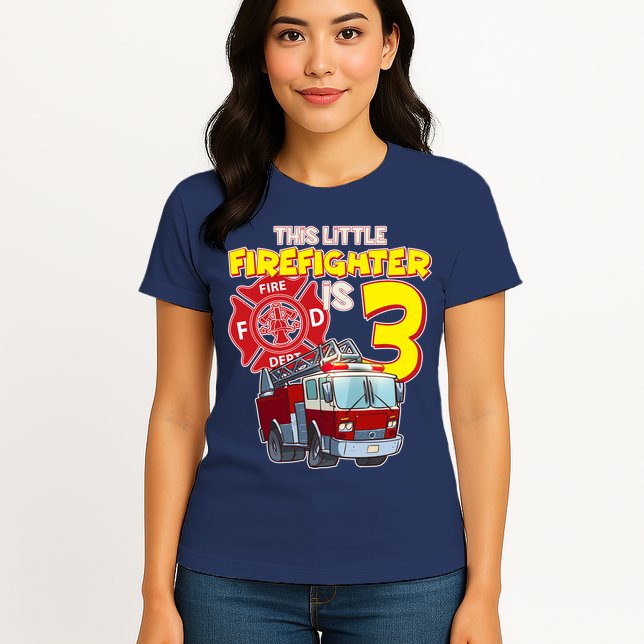 3rd Birthday This Little Firefighter Is Three Womens T-Shirt