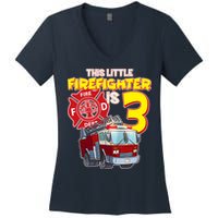 3rd Birthday This Little Firefighter Is Three Women's V-Neck T-Shirt