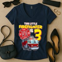 3rd Birthday This Little Firefighter Is Three Women's V-Neck T-Shirt
