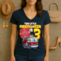 3rd Birthday This Little Firefighter Is Three Women's V-Neck T-Shirt