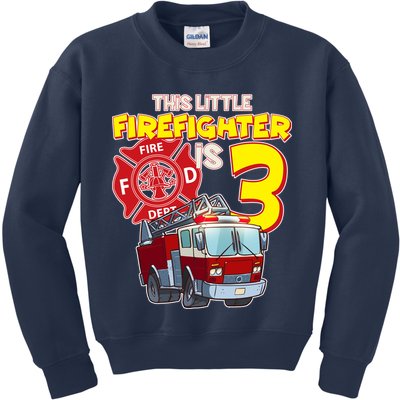 3rd Birthday This Little Firefighter Is Three Kids Sweatshirt