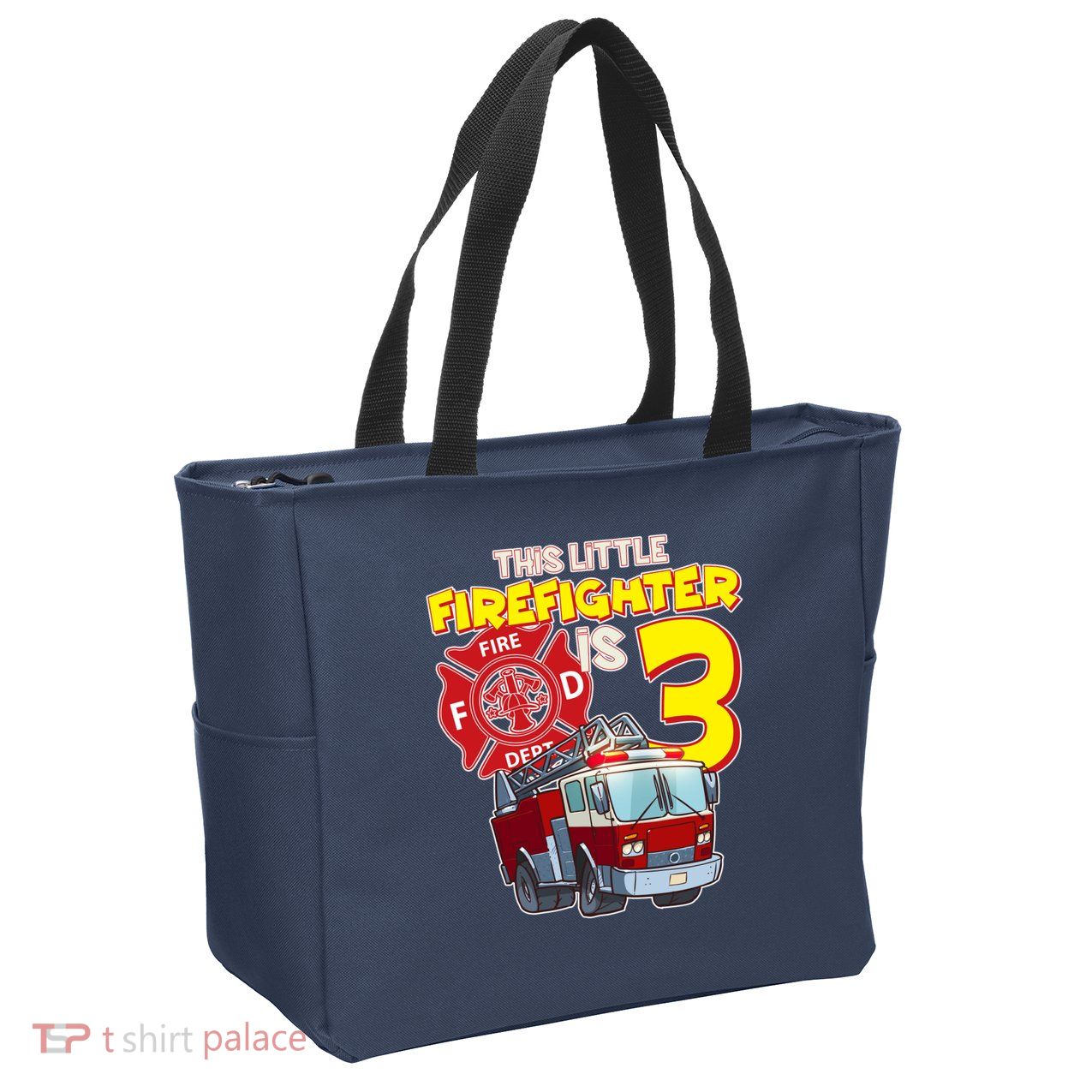 3rd Birthday This Little Firefighter Is Three Zip Tote Bag
