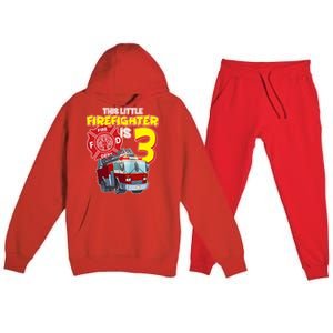 3rd Birthday This Little Firefighter Is Three Premium Hooded Sweatsuit Set