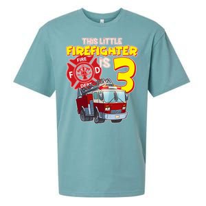 3rd Birthday This Little Firefighter Is Three Sueded Cloud Jersey T-Shirt