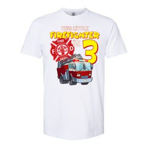 3rd Birthday This Little Firefighter Is Three Softstyle CVC T-Shirt