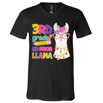 3rd Grade? No Prob Llama V-Neck T-Shirt