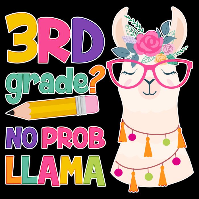 3rd Grade? No Prob Llama Flat Bill Trucker Hat