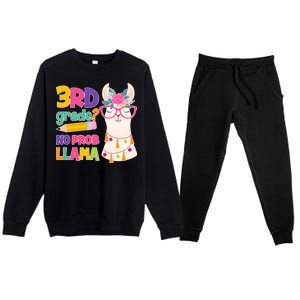 3rd Grade? No Prob Llama Premium Crewneck Sweatsuit Set