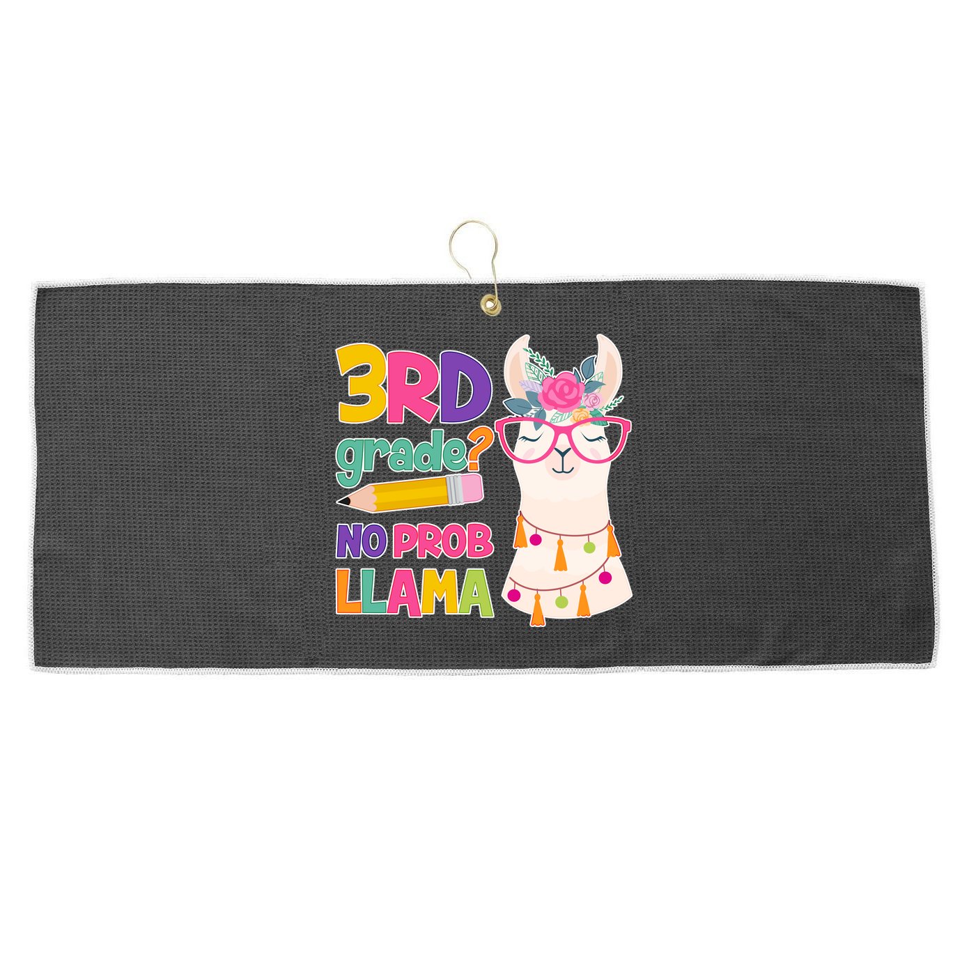 3rd Grade? No Prob Llama Large Microfiber Waffle Golf Towel