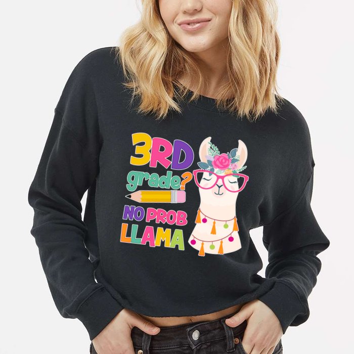 3rd Grade? No Prob Llama Cropped Pullover Crew