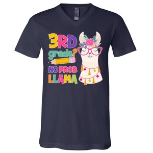 3rd Grade? No Prob Llama V-Neck T-Shirt