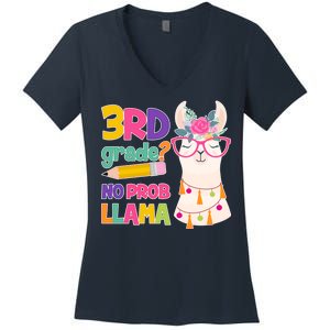 3rd Grade? No Prob Llama Women's V-Neck T-Shirt