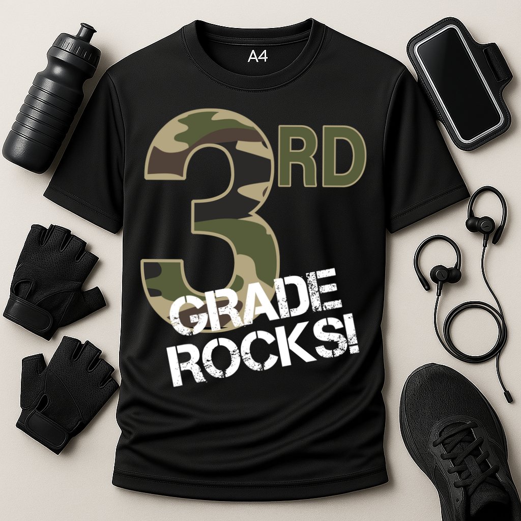 3rd Grade Rocks Camo Performance Shirt