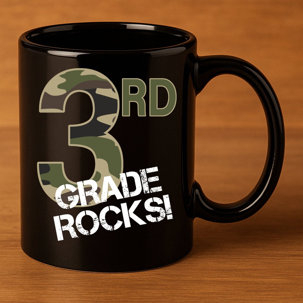 3rd Grade Rocks Camo 11oz C Handle Ceramic Mug