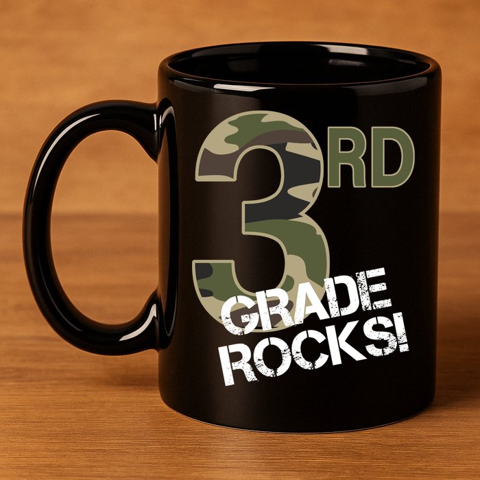 3rd Grade Rocks Camo 11oz C Handle Ceramic Mug