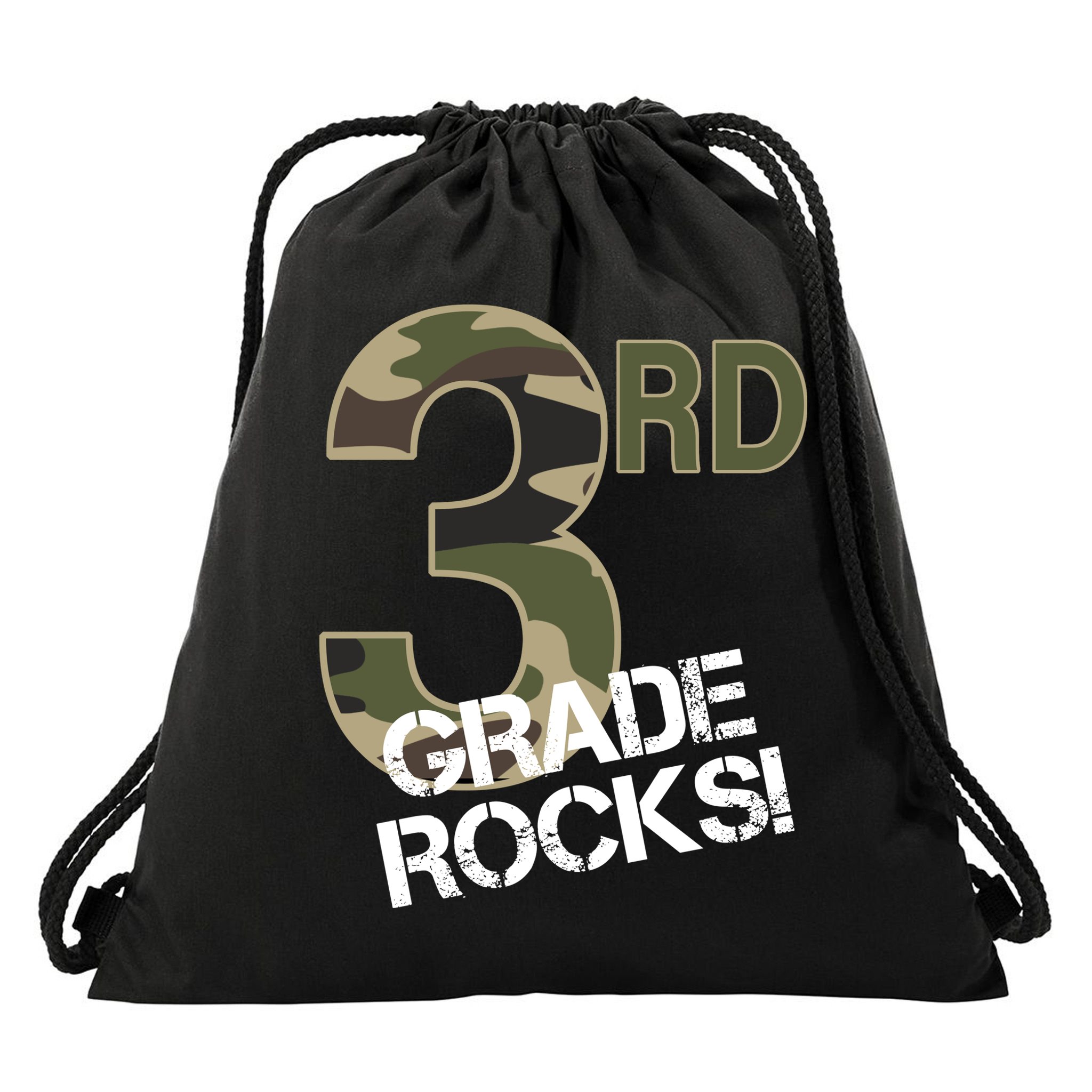 3rd Grade Rocks Camo Drawstring Bag