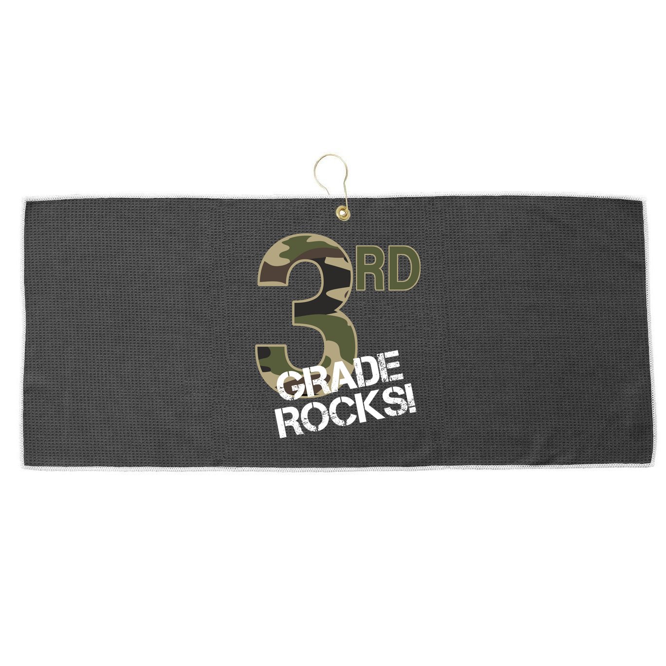 3rd Grade Rocks Camo Large Microfiber Waffle Golf Towel