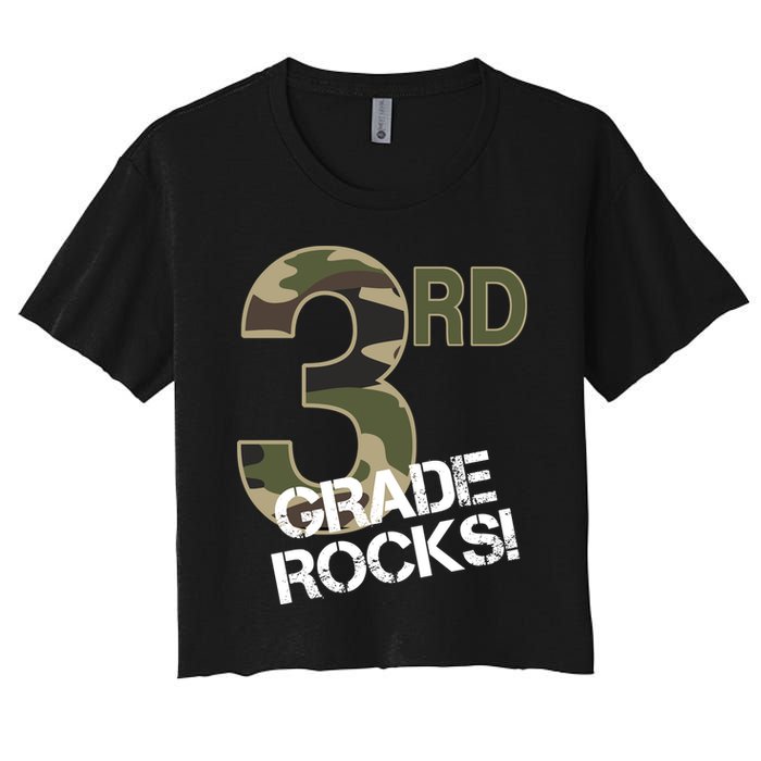 3rd Grade Rocks Camo Women's Crop Top Tee