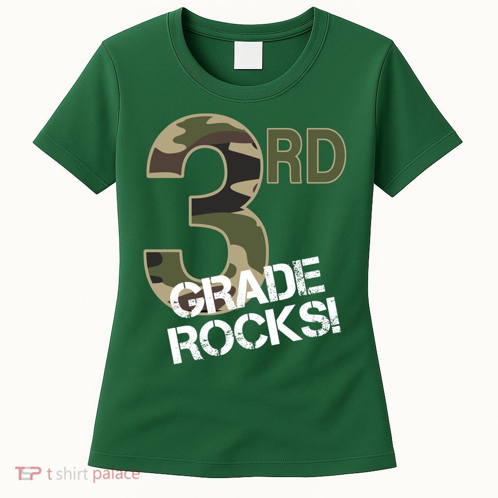 3rd Grade Rocks Camo Womens T-Shirt