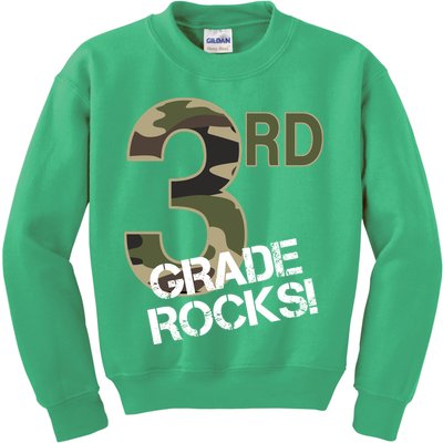 3rd Grade Rocks Camo Kids Sweatshirt
