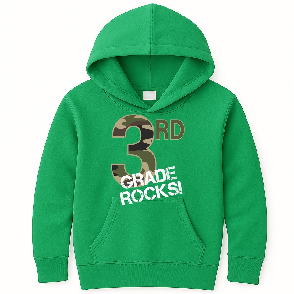 3rd Grade Rocks Camo Kids Hoodie
