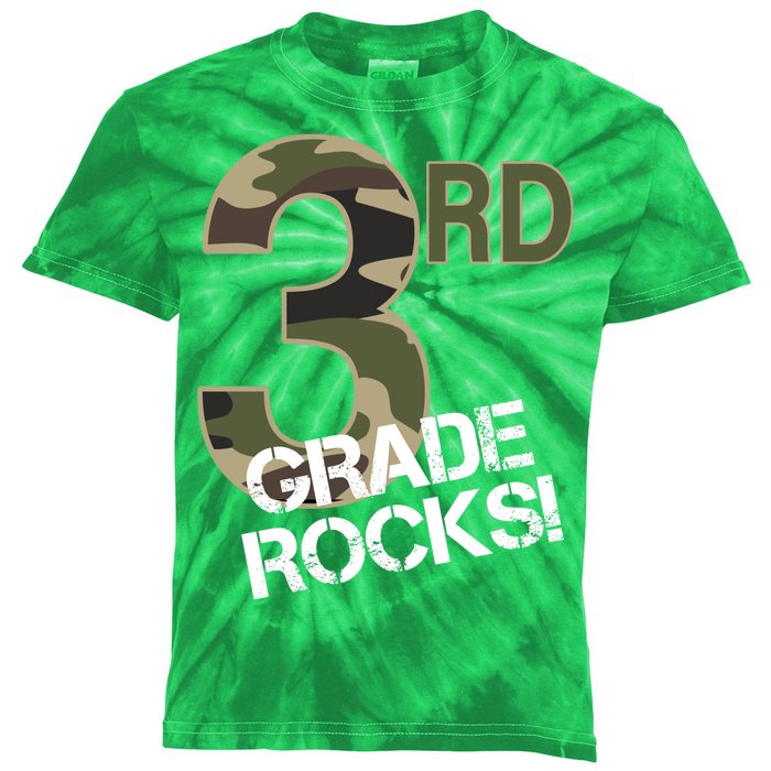 3rd Grade Rocks Camo Kids Tie-Dye T-Shirt