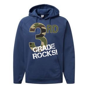 3rd Grade Rocks Camo Performance Fleece Hoodie