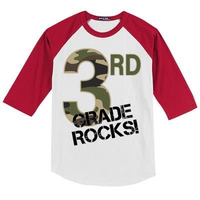 3rd Grade Rocks Camo Kids Colorblock Raglan Jersey