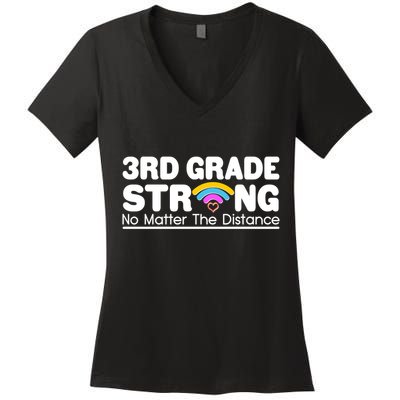 3rd Grade Strong No Matter The Distance Women's V-Neck T-Shirt