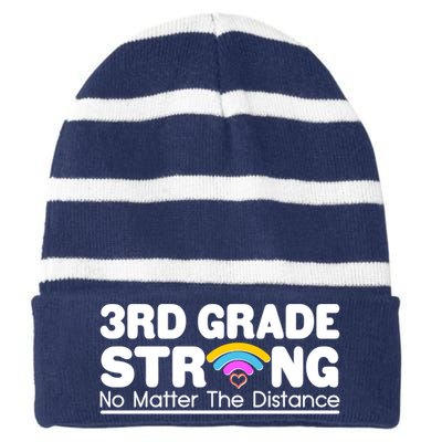 3rd Grade Strong No Matter The Distance Striped Beanie with Solid Band