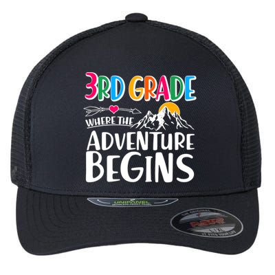 3rd Grade Where The Adventure Begins Flexfit Unipanel Trucker Cap