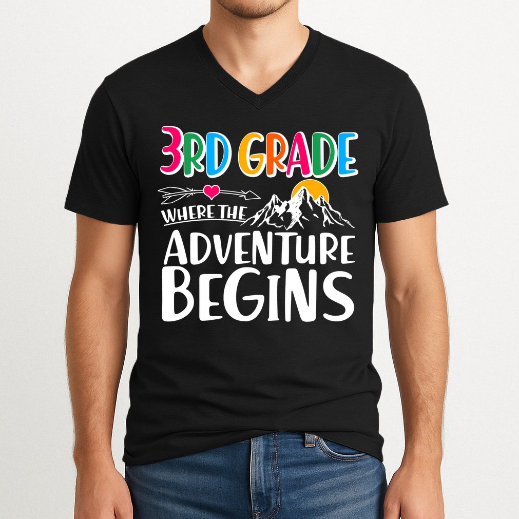 3rd Grade Where The Adventure Begins V-Neck T-Shirt