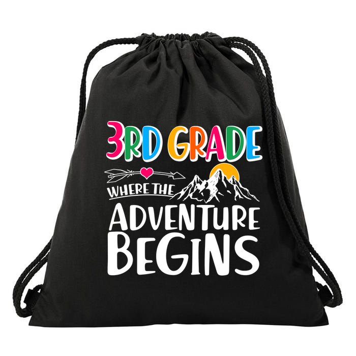3rd Grade Where The Adventure Begins Drawstring Bag