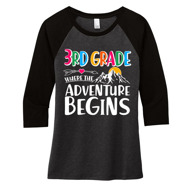 3rd Grade Where The Adventure Begins Women's Tri-Blend 3/4-Sleeve Raglan Shirt