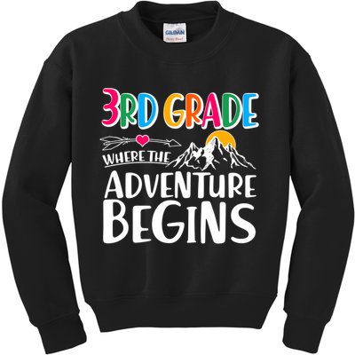 3rd Grade Where The Adventure Begins Kids Sweatshirt