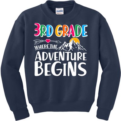 3rd Grade Where The Adventure Begins Kids Sweatshirt