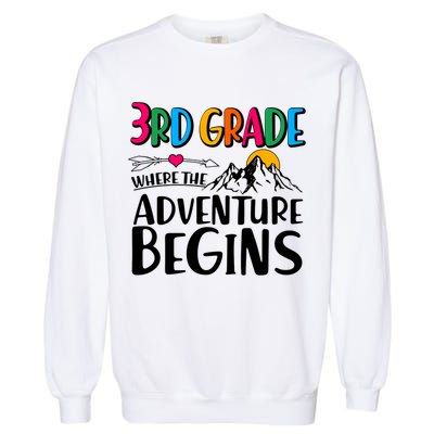 3rd Grade Where The Adventure Begins Garment-Dyed Sweatshirt