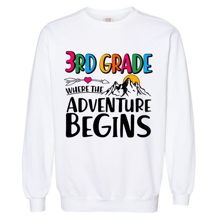 3rd Grade Where The Adventure Begins Garment-Dyed Sweatshirt