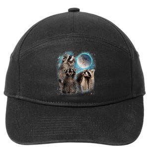 3 Racoon Moon Howling Raccoon Head Funny 7-Panel Snapback Hat