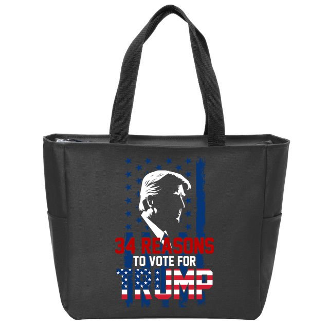 34 Reasons To Vote For Trump Zip Tote Bag