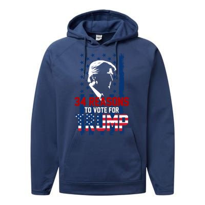 34 Reasons To Vote For Trump Performance Fleece Hoodie