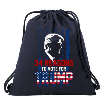 34 Reasons To Vote For Trump Drawstring Bag