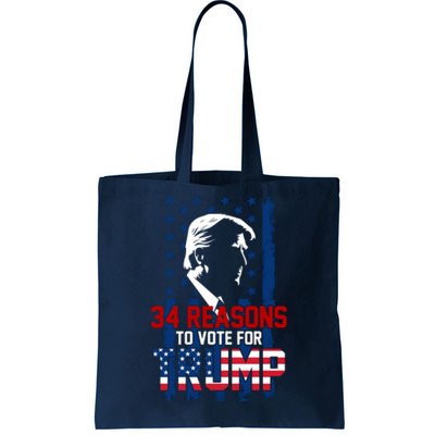 34 Reasons To Vote For Trump Tote Bag