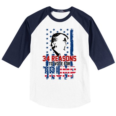 34 Reasons To Vote For Trump Baseball Sleeve Shirt