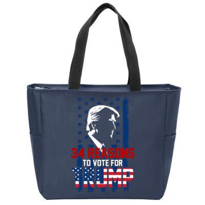 34 Reasons To Vote For Trump Zip Tote Bag